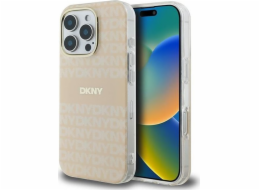 DKNY DKNY DKHMP16XHRHSEP Pevný kryt pro iPhone 16 Pro Max 6.9 růžový/růžový s opakujícím se texturovaným vzorem a pruhy