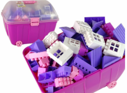 LeanToys Pastelově růžová krabice s kostkami K2 180 el.