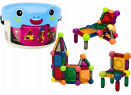 LeanToys Magnetické bloky se světlem v kbelíku 80 dílků