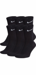 Nike Dlouhé ponožky Sports Everyday Cushion Crew, černé, 6 kusů, velikost M