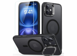 ESR ESR Classic Hybrid Kickstand Halolock MagSafe Case Set + Tvrzené sklo pro iPhone 16 - Černá