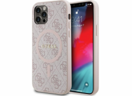 Guess Guess GUHMP12MG4GFRP Pevný kryt pro iPhone 12/12 Pro 6.1 růžový/růžový 4G Collection Leather Metal Logo MagSafe