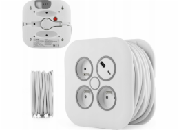Plastrol Prodlužovací kabel samonavíjecí, 10 m, 3x1 mm2, 10 A s tepelnou pojistkou + USB-A + USB-C