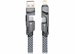 ForCell Kabel FORCELL F-ENERGY C241 4v1 Typ C / USB A na Typ C / Lightning QC PD 3A 60W 1 m chromovaný