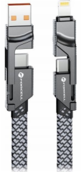 ForCell Kabel FORCELL F-ENERGY C241 4v1 Typ C / USB A na Typ C / Lightning QC PD 3A 60W 1 m chromovaný