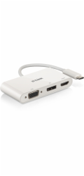 USB Adapter, USB-C Stecker > VGA + HDMI + DisplayPort Buchse