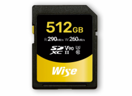Wise SDXC UHS-II V90       512GB R:290MBs / W:260MBs   WI-SD-N512