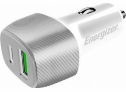 Energizer Nabíječka Energizer Ultimate - Nabíječka do auta USB-C a USB-A 38W PD + QC3.0 (bílá / stříbrná)