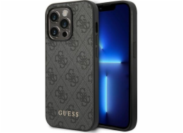 Guess Pouzdro Guess pro iPhone 14 Pro, šedý kov, zlaté logo