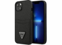 Guess Guess GUHCP13SPSATPK pevný kryt pro iPhone 13 mini 5.4 černý/černý s logem SaffianoTriangle a slotem pro karty