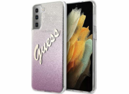 Guess Pouzdro Guess GUHCS21MPCUGLSPI pro Samsung Galaxy S21+ Plus růžové/růžové pevné pouzdro s třpytivým gradientním písmem