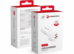 ForCell Nabíječka FORCELL CARBON autonabíječka typu C 3.0 PD20W + USB QC3.0 18W 5A CC50-1A1C bílá (celkem 38W)