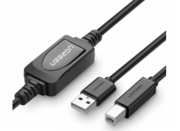 Ugreen Aktivní USB 2.0 kabel AB UGREEN US122 pro tiskárnu, 15m (černý)
