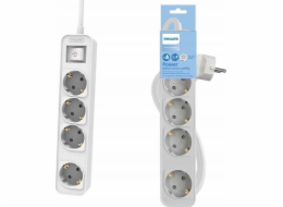 Philips NAPÁJECÍ PRODLUŽOVAČ PHILIPS PŘEPĚŤOVÁ OCHRANA BÍLÝ 4 ZÁSUVKY 3M CHP2144WB/60