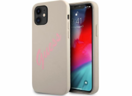Guess Pouzdro Guess GUHCP12SLSVSGP Apple iPhone 12 mini šedorůžové/šedorůžové pevné silikonové vintage