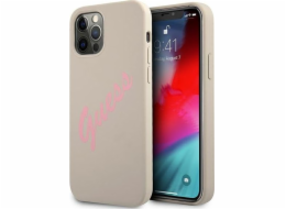 Guess Pouzdro Guess GUHCP12LLSVSGP Apple iPhone 12 Pro Max šedorůžové/šedorůžové pevné silikonové vintage