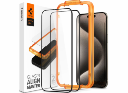 Spigen Spigen Glass tR AlignMaster 2 kusy, FC Black - iPhone 15 Pro Max