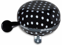 Basil Zvonek na kolo BIG BELL POLKADOT 80 mm černo-bílé tečky (BAS-50397)