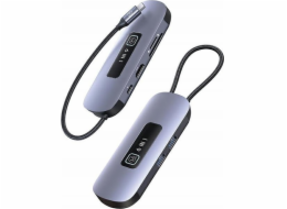 Usams USB HUB USAMS Adaptérový HUB 6v1 2xUSB 3.0/TF/SD/USB-C/HDMI PD100W šedý/matný SJ642HUB01 (US-SJ642)