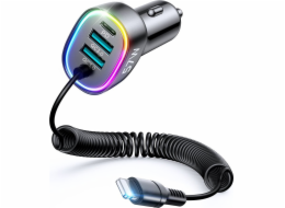 Joyroom Autonabíječka 4v1 PD, QC3.0, AFC, FCP + Lightning kabel 1,6 m 57 W černá (JR-CL20)