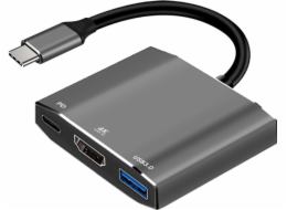Art USB-C samec / HDMI samice 4K 60Hz / 1x USB 3.0 / USB-C 0,15m stanice/replikátor