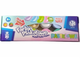 Astra Pastelové barvy na plakáty Astra 12 barev x 20 ml STANDART BOX (zlatá, stříbrná) JM 301123021