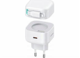 Usams Nabíječka US-CC202 USB-C do zásuvky + kabel Lightning PD QC 35W bílá