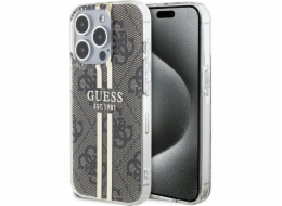 Guess Guess GUHCP15LH4PSEGW pevný kryt pro iPhone 15 Pro 6.1 hnědý/hnědý IML 4G zlatý proužek