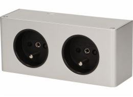 Orno Nábytková zásuvka Orno FS-10, pod skříňku, 2x2P+Z, stříbrná
