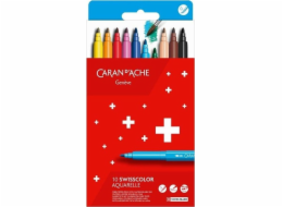 Caran d`Arche Akvarelové fixy CARAN D'ACHE Swisscolor, 10 ks, mix barev