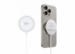 Duzzona Nabíječka DUZZONA W18 - indukční nabíječka kompatibilní s MagSafe 15W a Qi2 nabíjením bílá