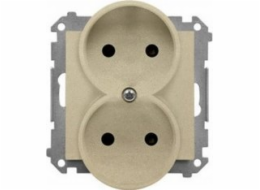 Kontakt-Simon Zásuvka Kontakt-Simon 55 TG2MCZ.01/144 dvojitá bez uzemnění s krytkami, modul 16 A, 250V~, rychlospojky, šampaňsky matná