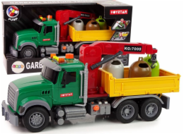 LeanToys Nákladní Auto Jeřáb Přeprava Popelnice Zvuk