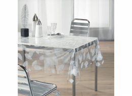 Douceur d`Interieur Transparentní olejové plátno na stůl, 140 x 240 cm, bílý motiv listů