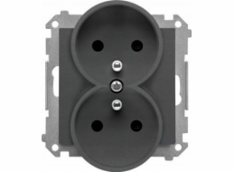 Kontakt-Simon Zásuvka Kontakt-Simon 55 TGZ2MCZ.01/116 dvojitá s uzemněním s krytkami, modul 16 A, 250V~, rychlospojky, matný grafit