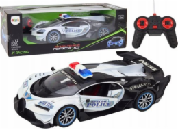 LeanToys Dálkově ovládané RC policejní auto v měřítku 1:12, bílé