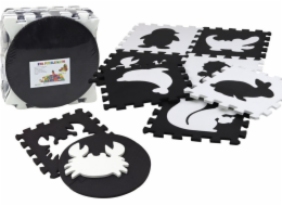 LeanToys Měkká podložka na puzzle kontrastní, vzdělávací, z EVA pěny, černá a bílá, 19 dílků.