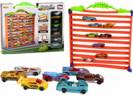 LeanToys Garážová parkovací dráha pro autodráhu 2v1 Pružinová smyčka 360* sada