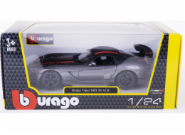 Bburago BBU 1:24 Dodge Viper SRT10ACR šedá_červená_proužkovaná 22114