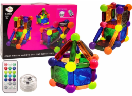 LeanToys Sada magnetických stavebních kostek se světlem 54 dílků