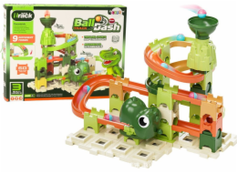 LeanToys Stavební bloky Dráha s dinosaury a míčky 9 úrovní 60 El