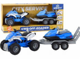 LeanToys Čtyřkolka s přívěsem na loď a vodním skútrem
