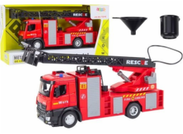 LeanToys Hasičský vůz s výložníkem, světly, zvuky, voda, červená