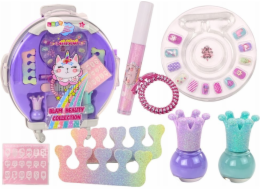 LeanToys Sada kosmetiky v kufru na nehty, make-up, fialová, 9 ks.
