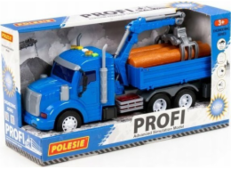 Polesie Polesie 96135 Profi, plošinový nákladní vůz s inerciálním zdvihem, se světlem a zvukem, modrý v krabici