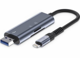 Tech-Protect Čtečka paměťových karet TECH-PROTECT ULTRABOOST, SD a MICRO SD, LIGHTNING a USB, šedá