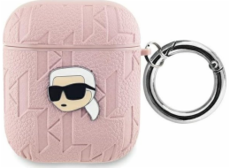 Karl Lagerfeld Karl Lagerfeld KLA2PGKIPP Kryt na AirPods 1/2 růžový s monogramem a hlavou Karla