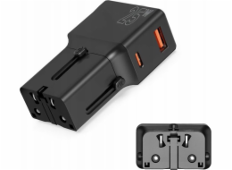 MOBILE ORIGIN Cestovní adaptér 25W, EU/US/UK/AU, černý (TAD25-2P-BLK)