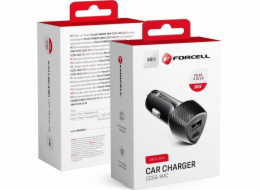 ForCell Nabíječka FORCELL CARBON autonabíječka typu C 3.0 PD20W + USB QC3.0 18W 5A CC50-1A1C černá (celkem 38W)