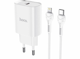 Hoco Nabíječka HOCO do zásuvky typu C + kabel typu C do Lightning PD 20W N14 bílá